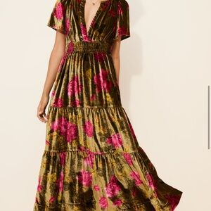Anthropologie Somerset Floral Velvet Dress 1X